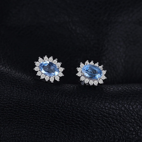 Sky Blue Topaz Earrings - 925 Sterling Silver